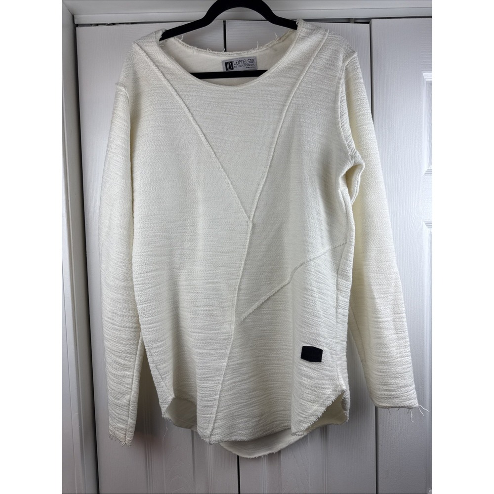Leif Nelson White Long‎ Sleeve Textured Knit Sweater Men's Size Large